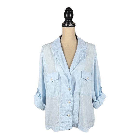 J. Crew Fresh Air Camp Collar Shirt In Featherweight Linen Blend - Picture 2 of 5